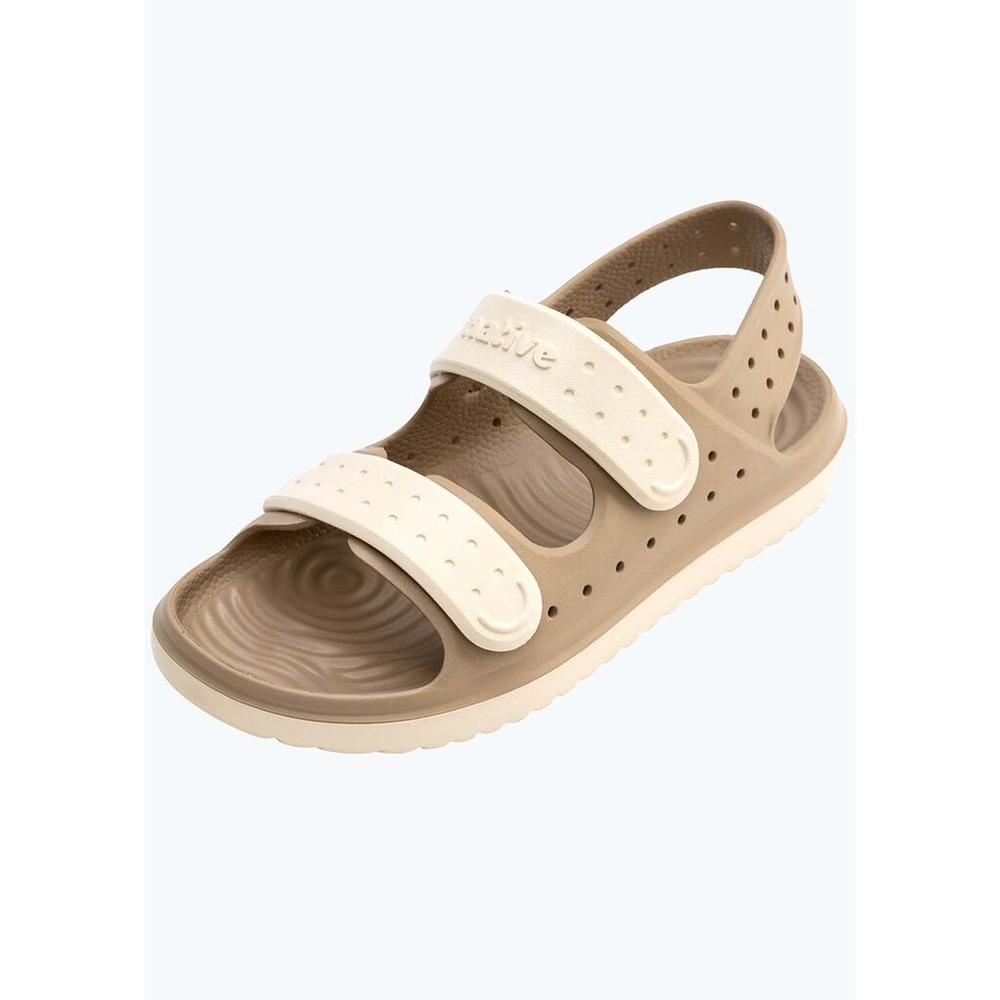 Native Shoes Charley Sugarlite Tan Cream Dual Strap Sandals Kids J2